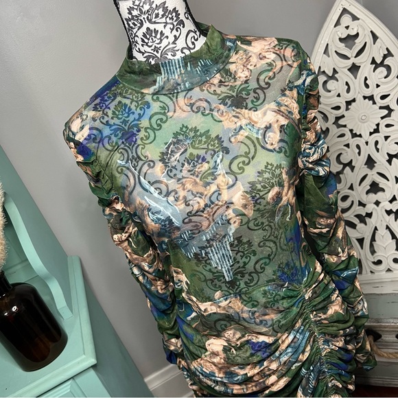 Fashion Nova Angelic Moments Ruched Mini Dress Green Size 1X - Picture 5 of 15